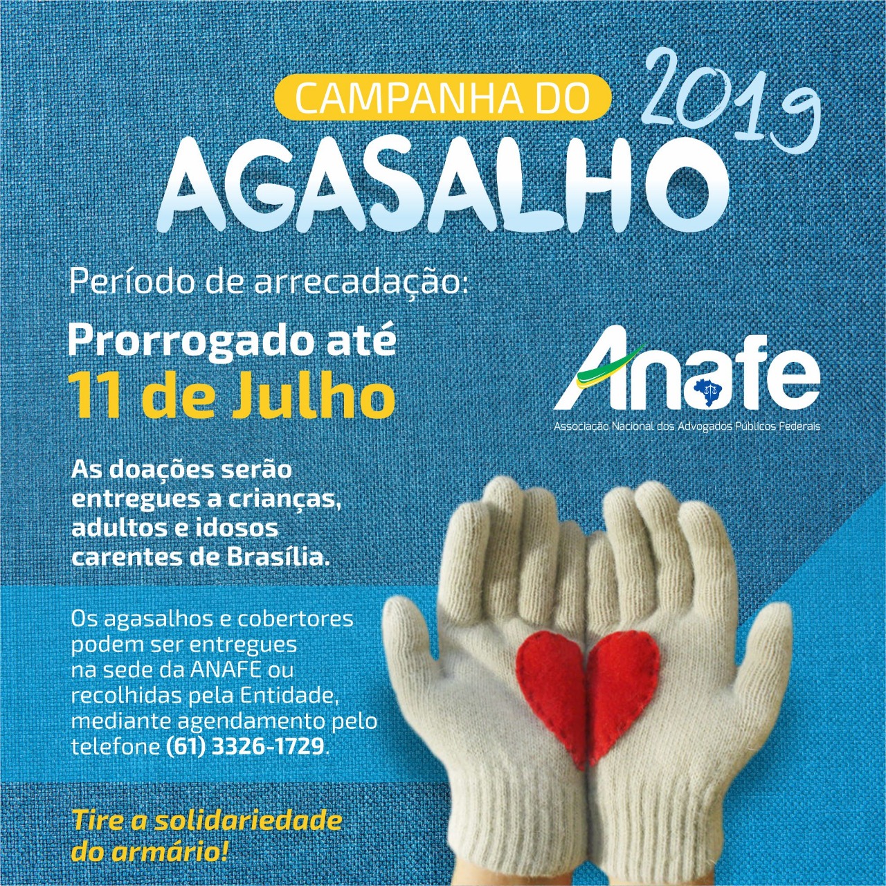 ANAFE SOLIDÁRIA/DF: campanha do Agasalho vai até o dia 11 de julho
