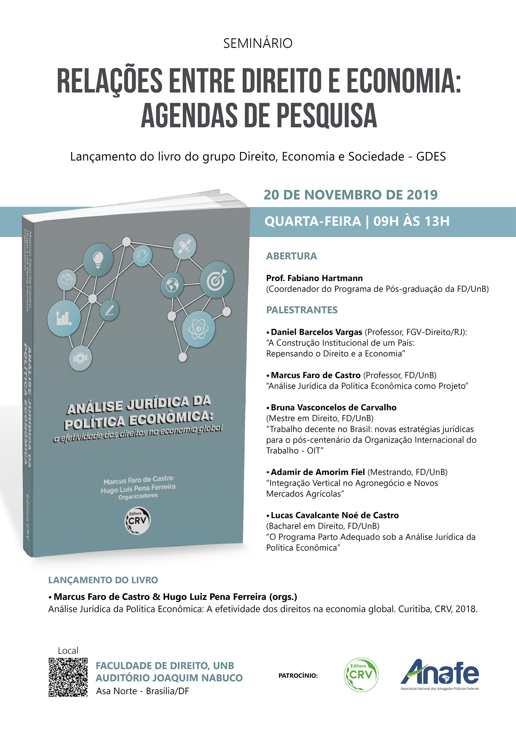 ANAFE apoia seminário e lançamento de livro sobre Direito e Economia na Universidade de Brasília